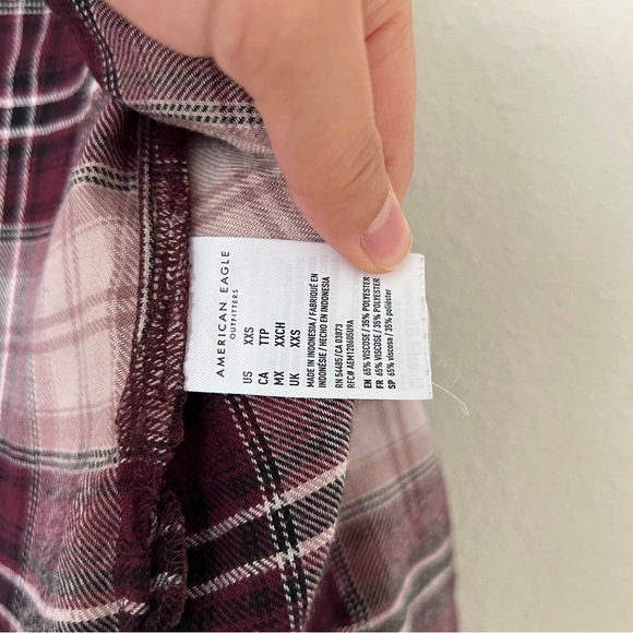 American Eagle Ahh-Mazingly Soft Boyfriend Plaid Flannel Button Down Shirt - Picture 4 of 11